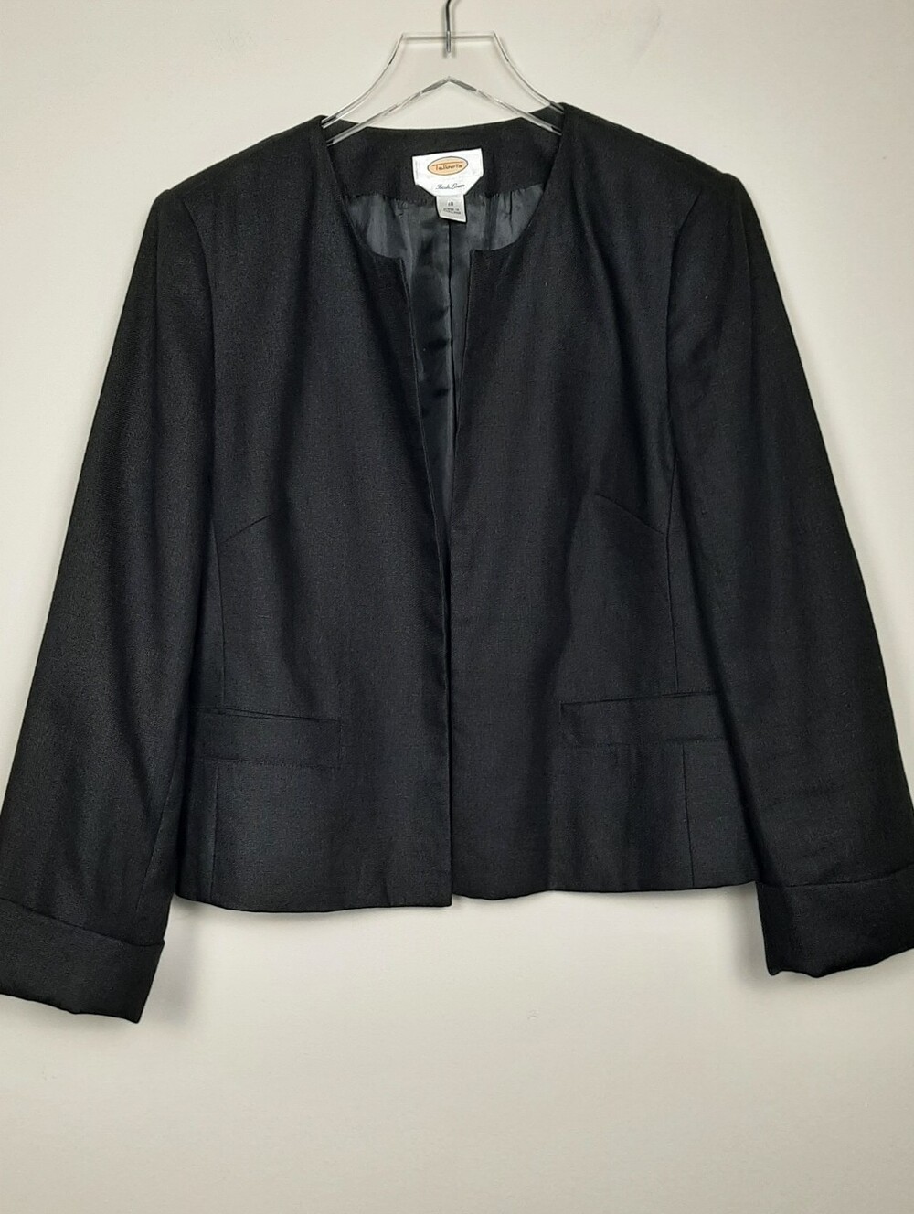 Talbots Irish Linen Black Open Blazer Size 10
